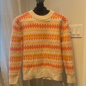 J. Crew Cream, Orange, and Yellow Patterned Sweater